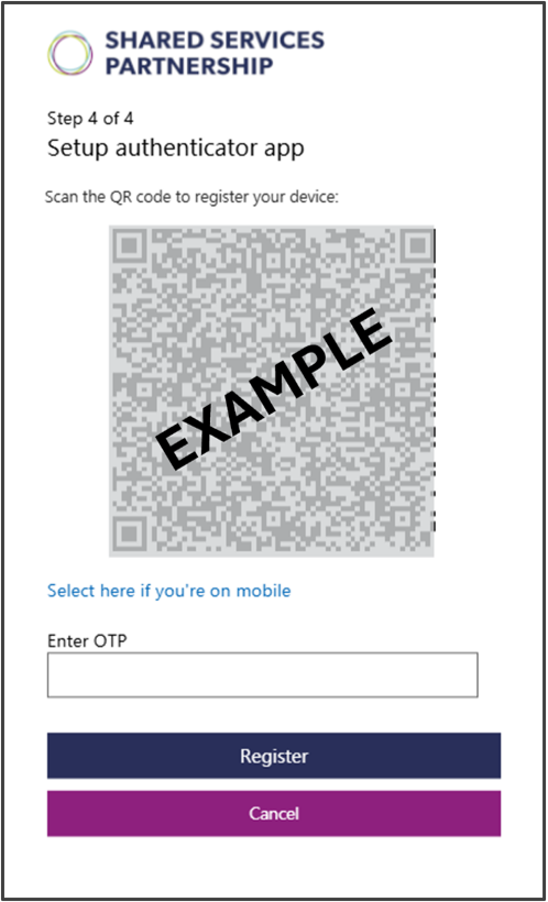 Screenshot of setting up an authenticator app during registration