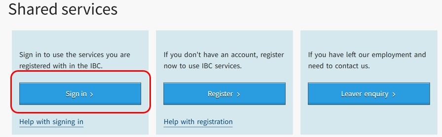 Shared Services page screenshot